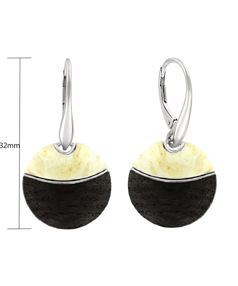 Sidabriniai auskarai su gintarais ir medžiu  - Goldinga