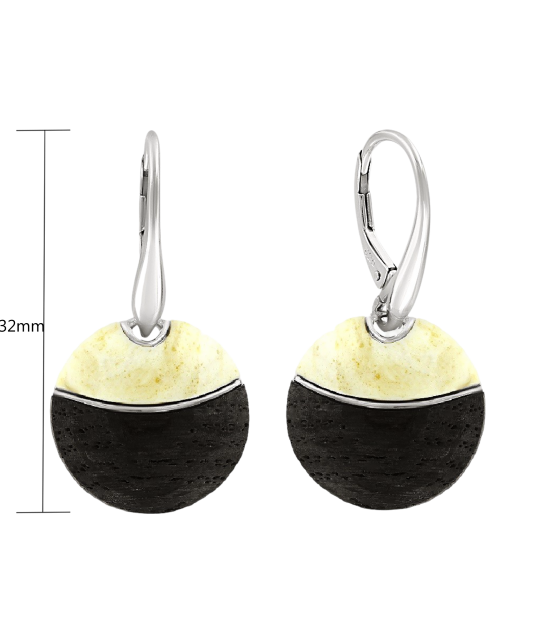 Sidabriniai auskarai su gintarais ir medžiu  - Goldinga