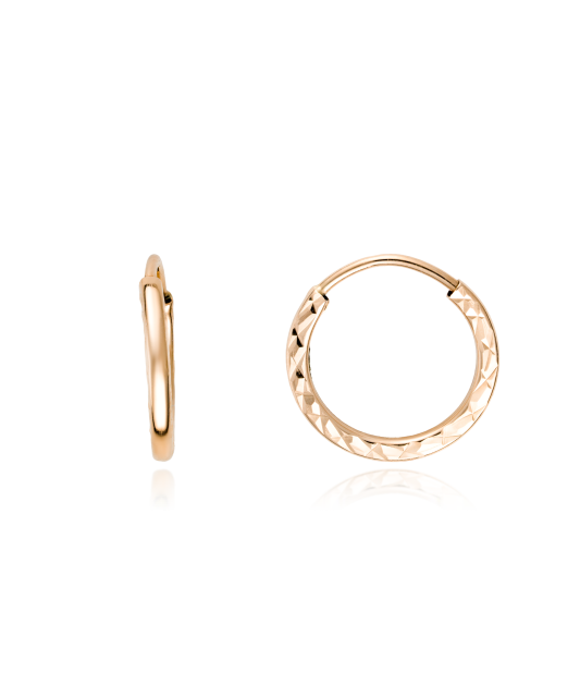 Auksiniai auskarai graviruotos rinkutės 13mm - Auksiniai auskarai - Goldinga