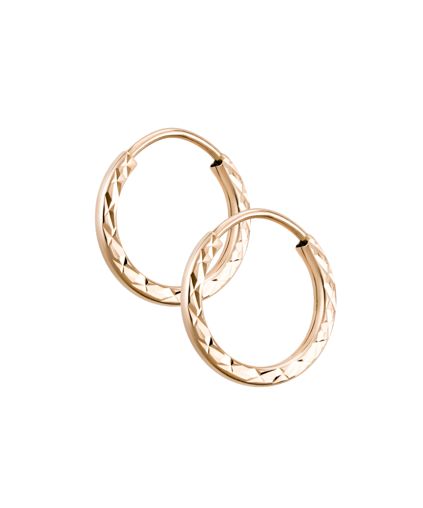 Auksiniai auskarai graviruotos rinkutės 13mm - Auksiniai auskarai - Goldinga