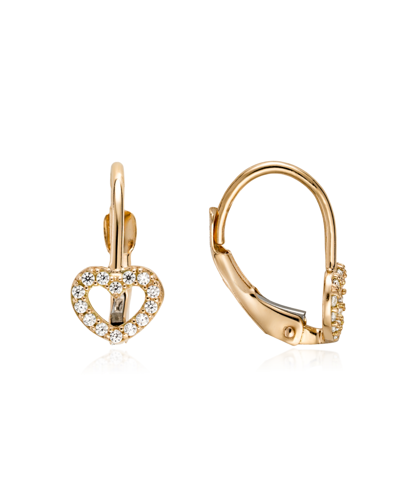 Auksiniai auskarai su cirkoniais "Širdelės" - Auksiniai auskarai - Goldinga