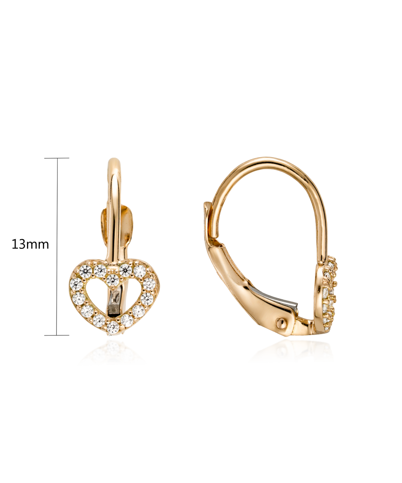 Auksiniai auskarai su cirkoniais "Širdelės" - Auksiniai auskarai - Goldinga