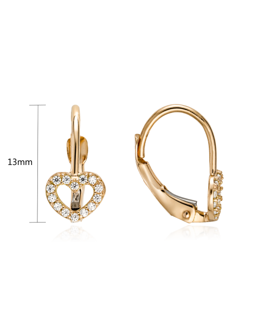 Auksiniai auskarai su cirkoniais "Širdelės" - Auksiniai auskarai - Goldinga
