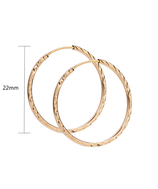 Auksiniai auskarai graviruotos rinkutės 22mm - Auksiniai auskarai - Goldinga