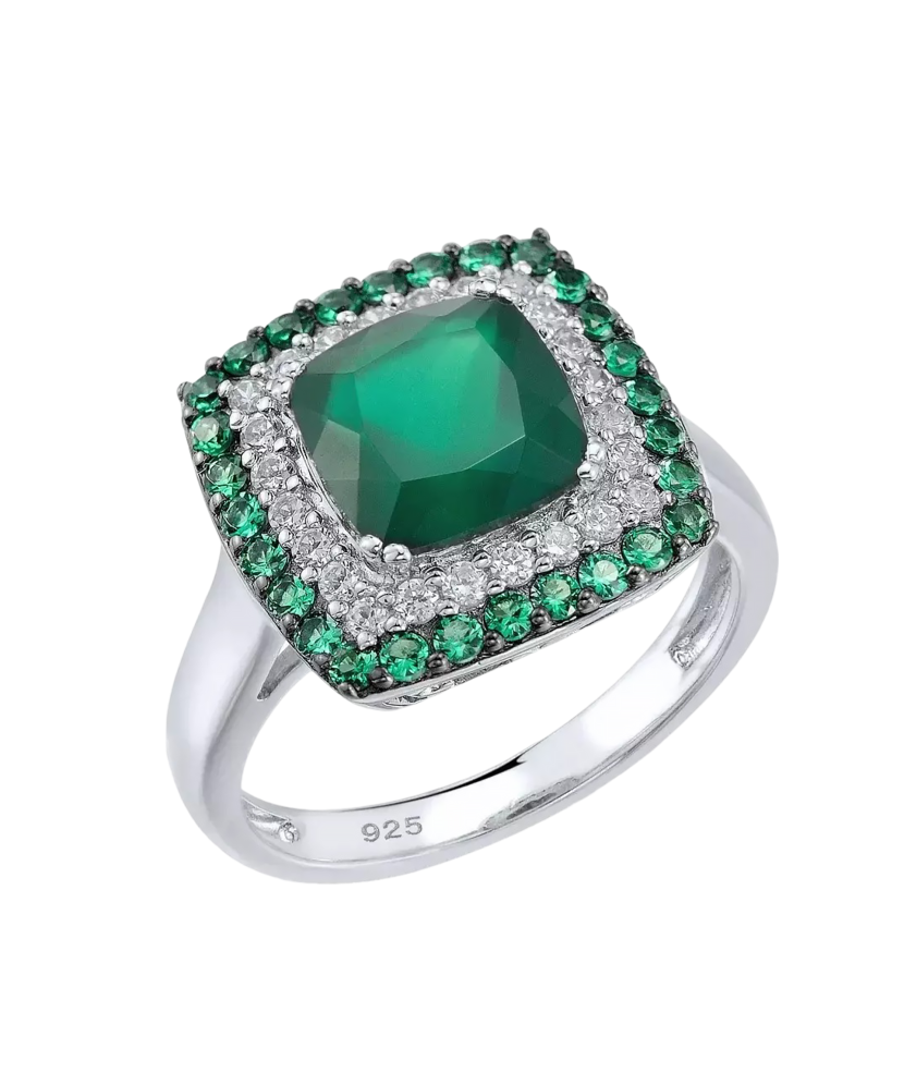 Sidabrinis žiedas su špineliais ir cirkoniais