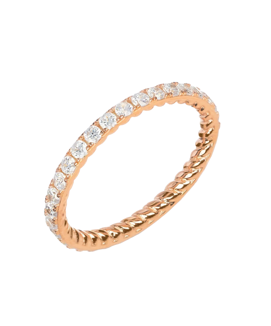 Paauksuotas sidabrinis žiedas su cirkoniais - Sidabriniai žiedai - Goldinga