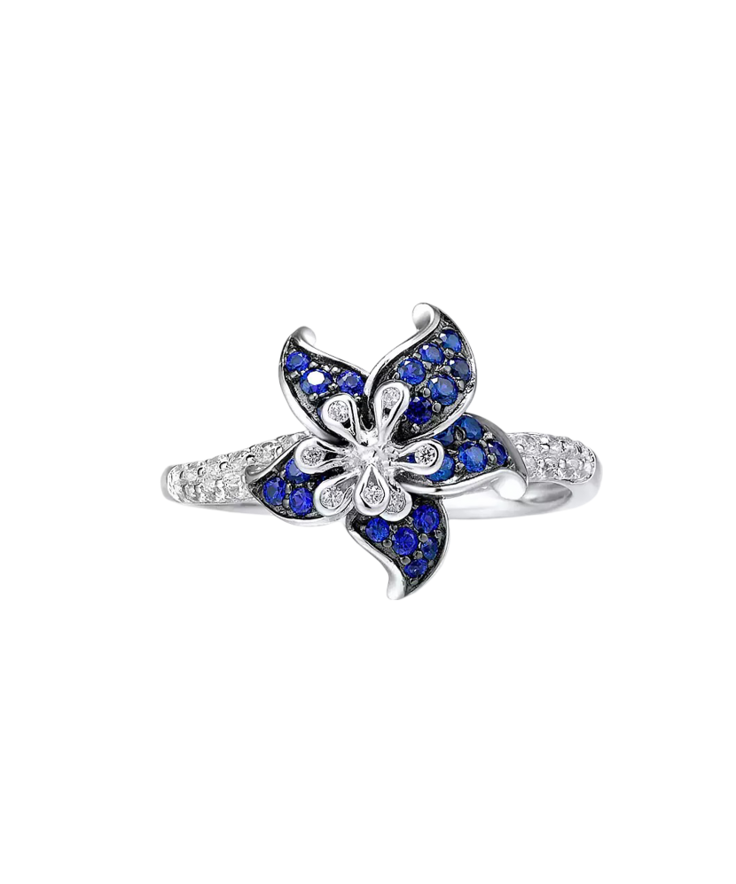 Sidabrinis žiedas su cirkoniais "Gėlė"  - Goldinga