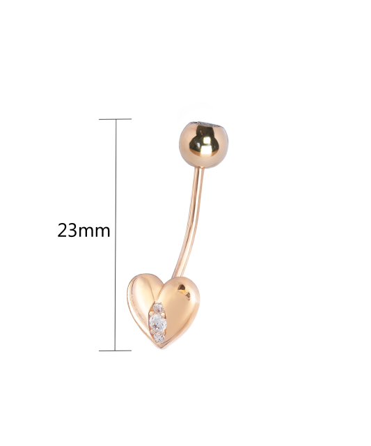 Auksinis auskaras į bambą su cirkoniais "Širdelė"  - Goldinga