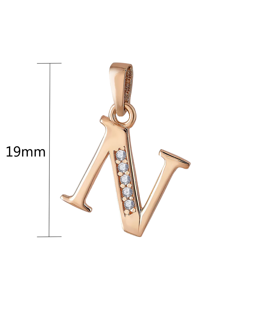 Auksinis pakabukas su cirkoniais raidė N  - Goldinga