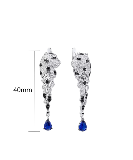 Sidabriniai auskarai su špineliais ir cirkoniais  - Goldinga