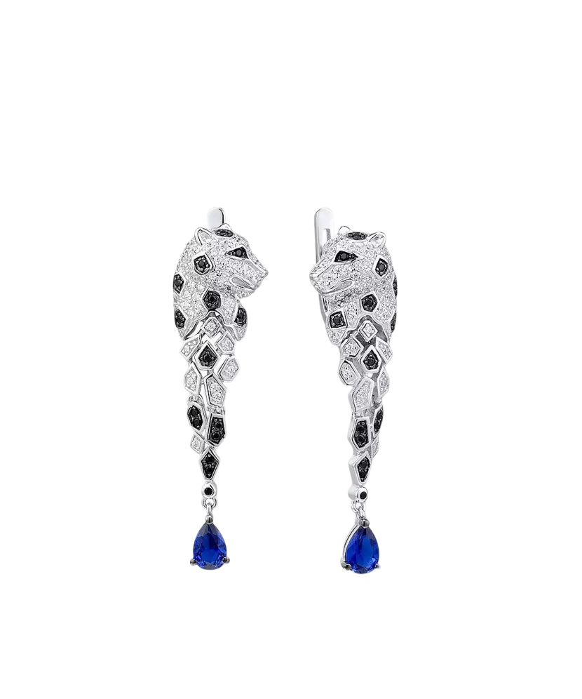 Sidabriniai auskarai su špineliais ir cirkoniais  - Goldinga