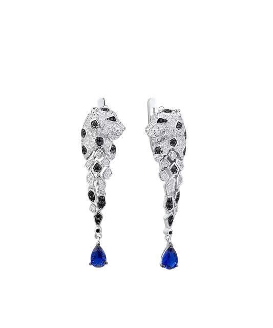 Sidabriniai auskarai su špineliais ir cirkoniais  - Goldinga