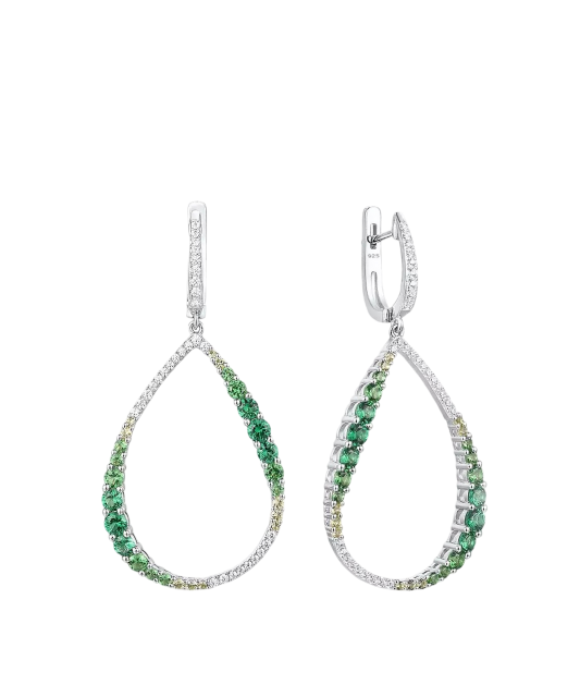 Sidabriniai auskarai su špineliais ir cirkoniais  - Goldinga