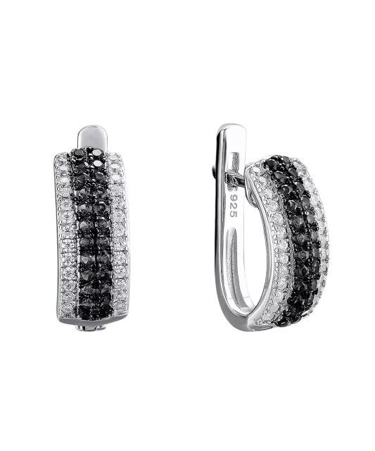 Sidabriniai auskarai su špineliais ir cirkoniais  - Goldinga