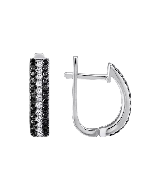 Sidabriniai auskarai su špineliais ir cirkoniais  - Goldinga