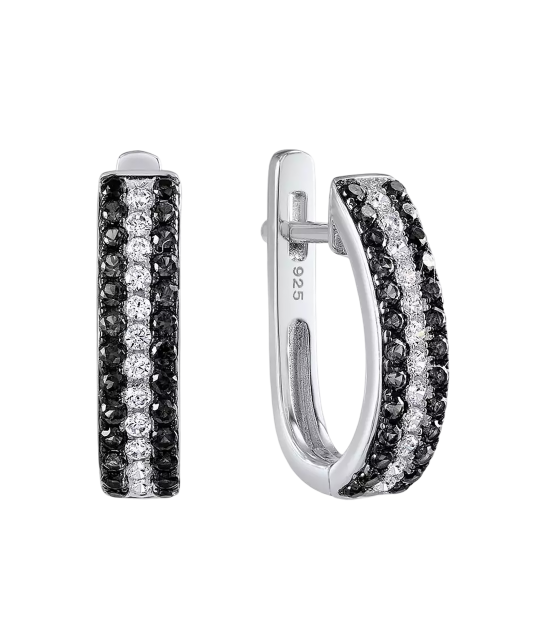 Sidabriniai auskarai su špineliais ir cirkoniais  - Goldinga