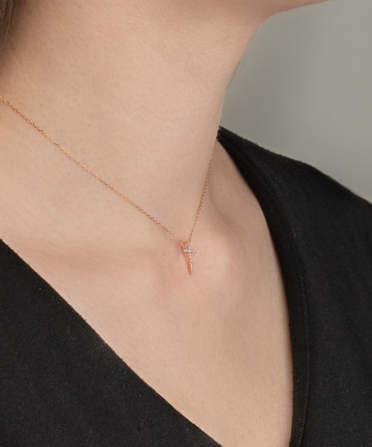 Auksinis pakabukas su deimantais "Kryželis" - Pakabukai su brangakmeniais - Goldinga