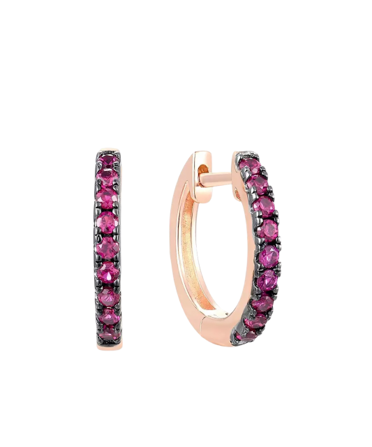 Paauksuoti sidabriniai auskarai su nano rubinais  - Goldinga