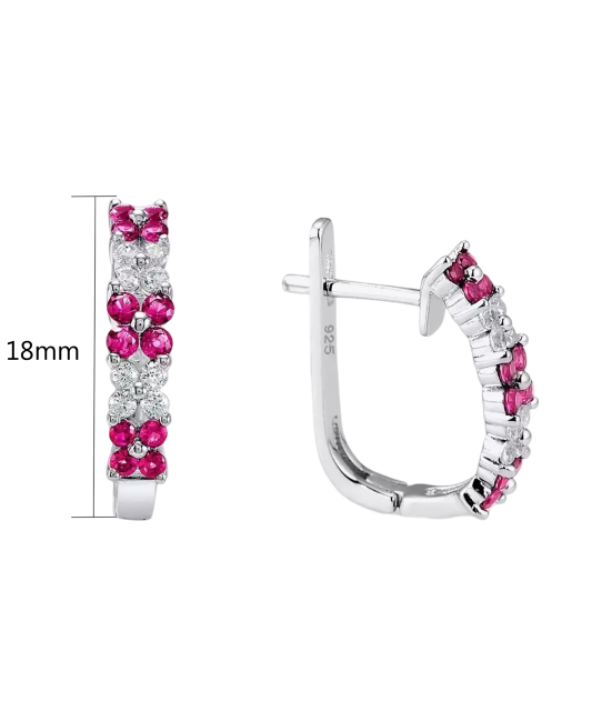 Sidabriniai auskarai su nano rubinais ir cirkoniais  - Goldinga