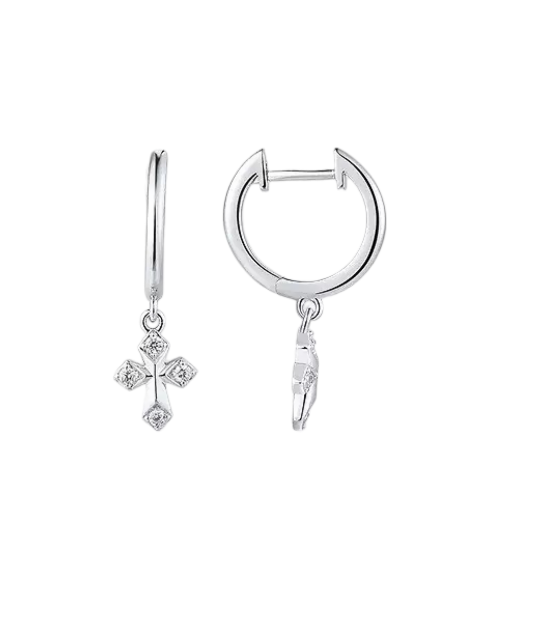 Sidabriniai auskarai su cirkoniais "Kryželiai" - Sidabriniai auskarai - Goldinga