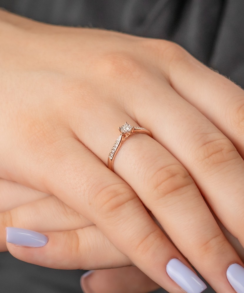 Auksinis žiedas su deimantais - Auksiniai žiedai - Goldinga