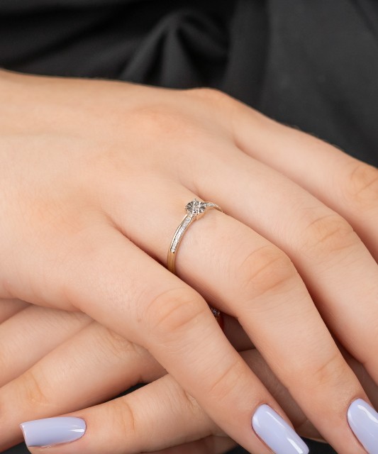 Auksinis žiedas su deimantais - Auksiniai žiedai - Goldinga