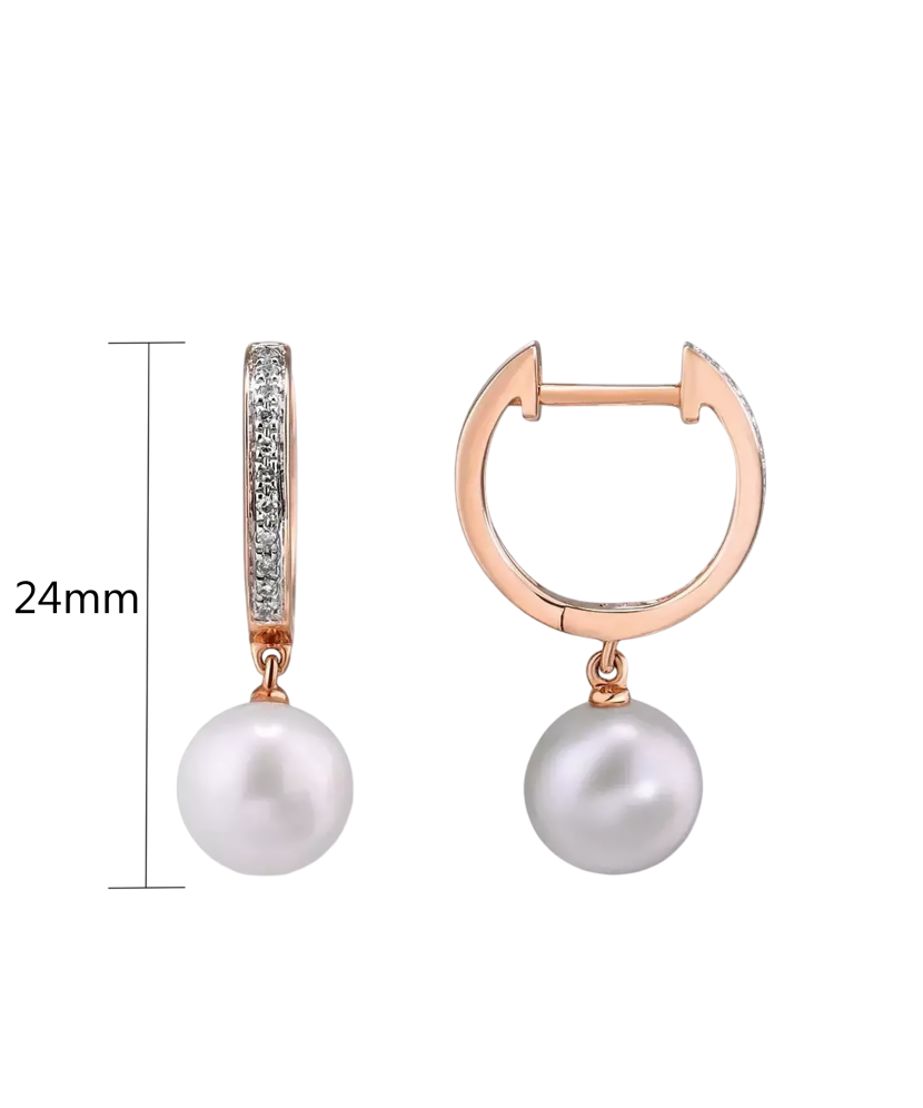 Auksiniai auskarai su deimantais ir perlais - Auksiniai Auskarai su brangakmeniais - Goldinga