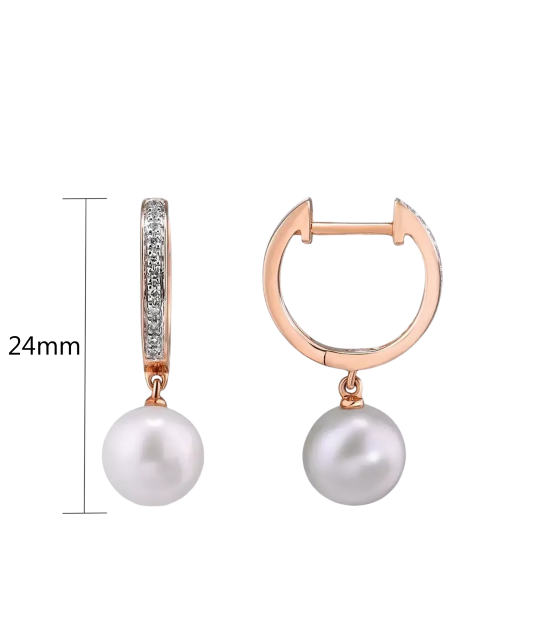 Auksiniai auskarai su deimantais ir perlais - Auksiniai Auskarai su brangakmeniais - Goldinga