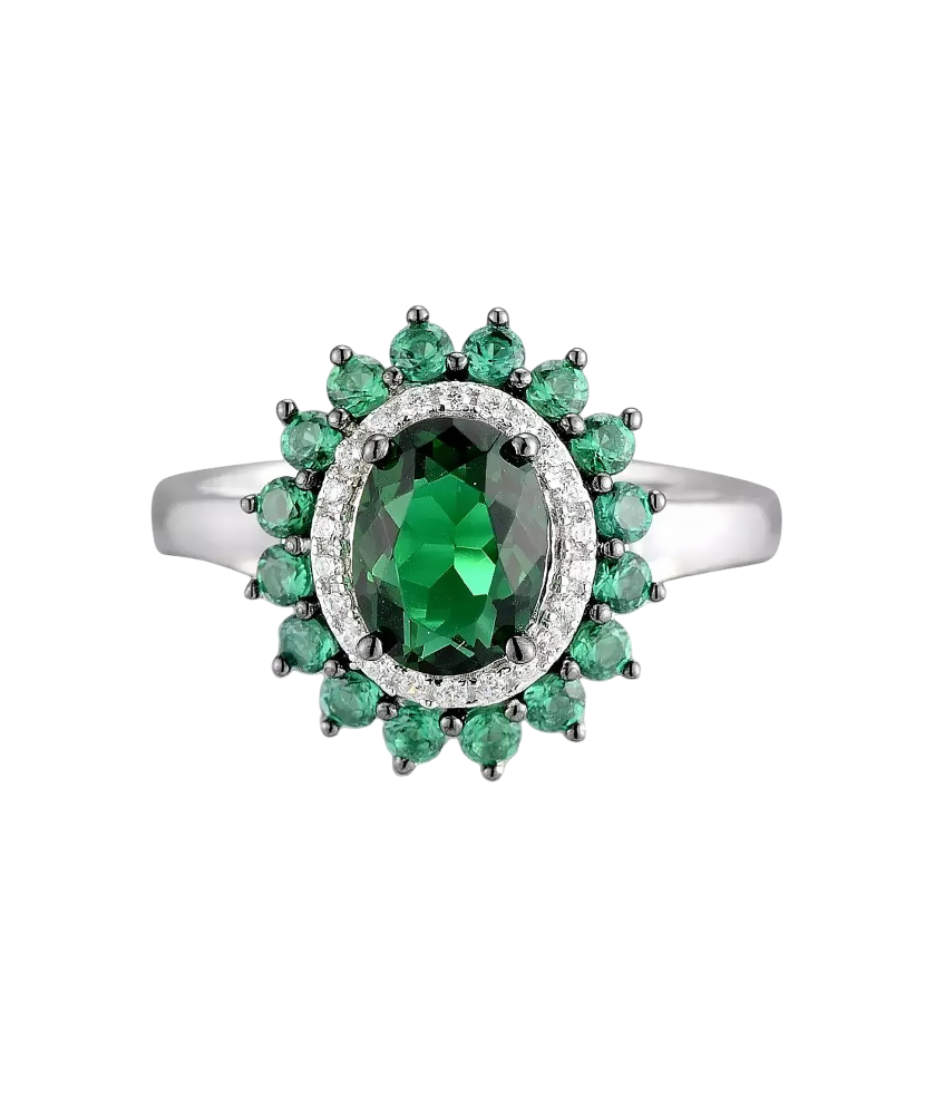 Sidabrinis žiedas su cirkoniais ir špineliais - Sidabriniai žiedai - Goldinga