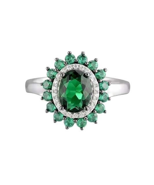 Sidabrinis žiedas su cirkoniais ir špineliais - Sidabriniai žiedai - Goldinga