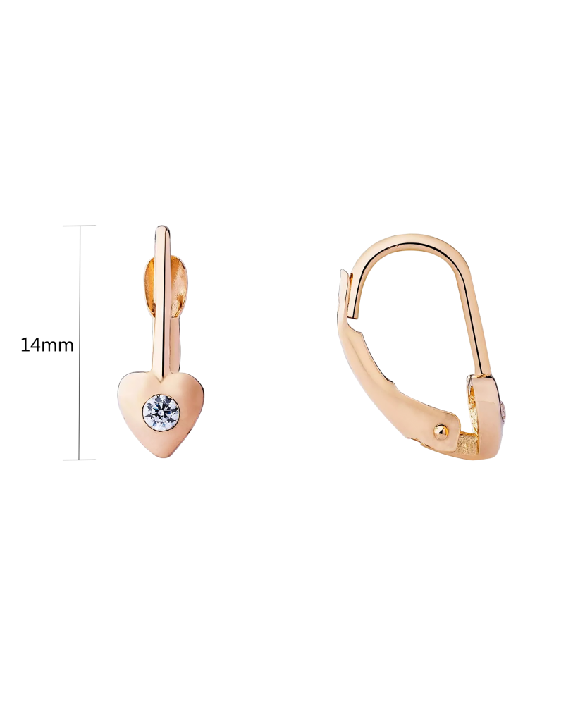 Auksiniai auskarai su cirkoniais "Širdelės"  - Goldinga