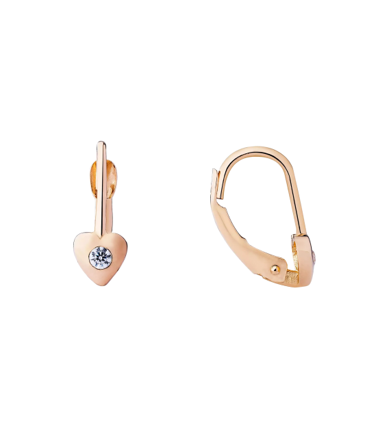 Auksiniai auskarai su cirkoniais "Širdelės"  - Goldinga