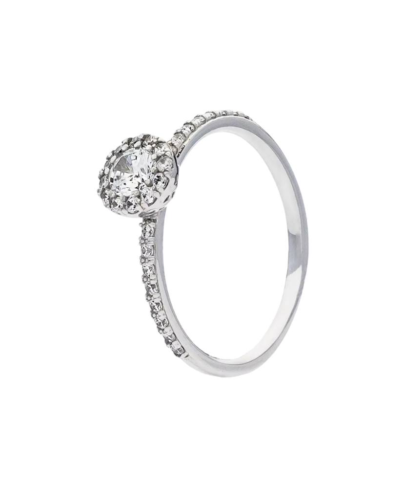 Balto aukso žiedas su cirkoniais  - Goldinga