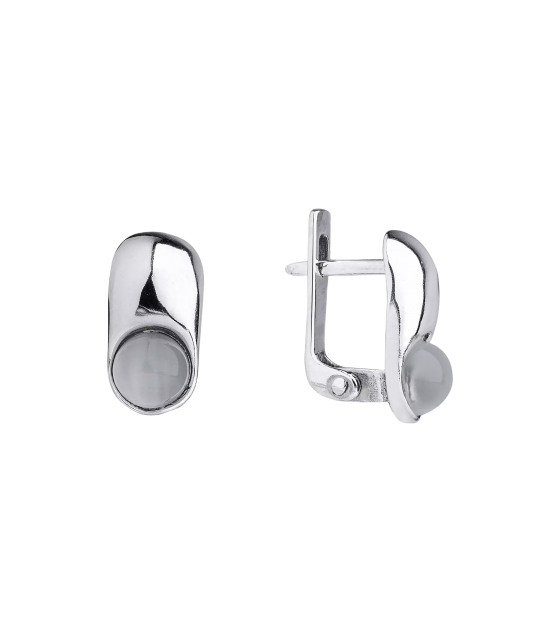 Sidabriniai auskarai su katės akies akmenimi  - Goldinga