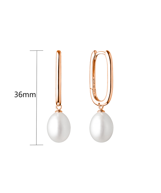 Paauksuoti Sidabriniai auskarai su perlais - Auskarai su perlais - Goldinga