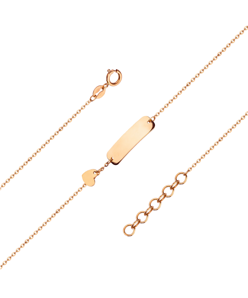 Vaikiška auksinė apyrankė su plokštele "Širdelė"  - Goldinga