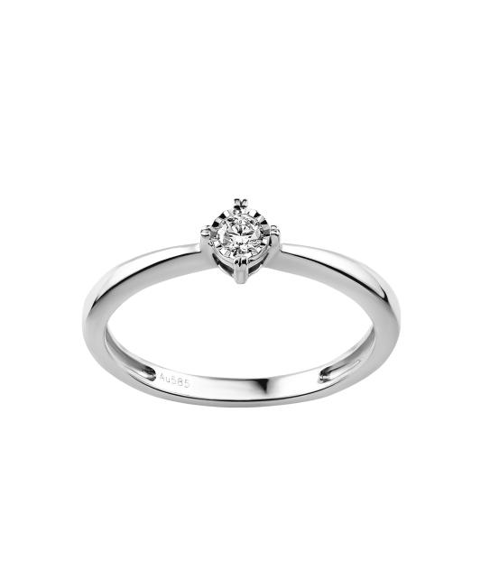 Balto aukso žiedas su briliantu  - Goldinga