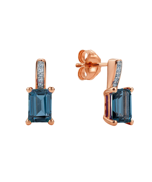 Auksiniai auskarai su London topazais ir briliantais  - Goldinga