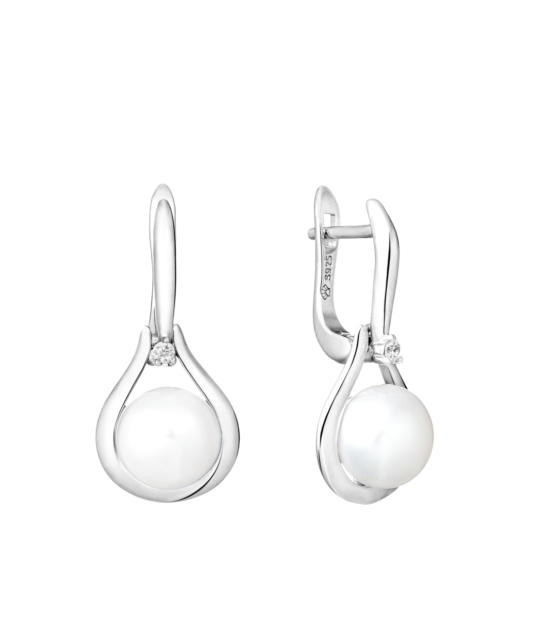 Sidabriniai Auskarai Su Perlais ir cirkoniais - Auskarai su perlais - Goldinga