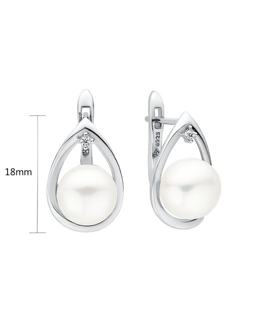 Sidabriniai Auskarai Su Perlais ir cirkoniais  - Goldinga