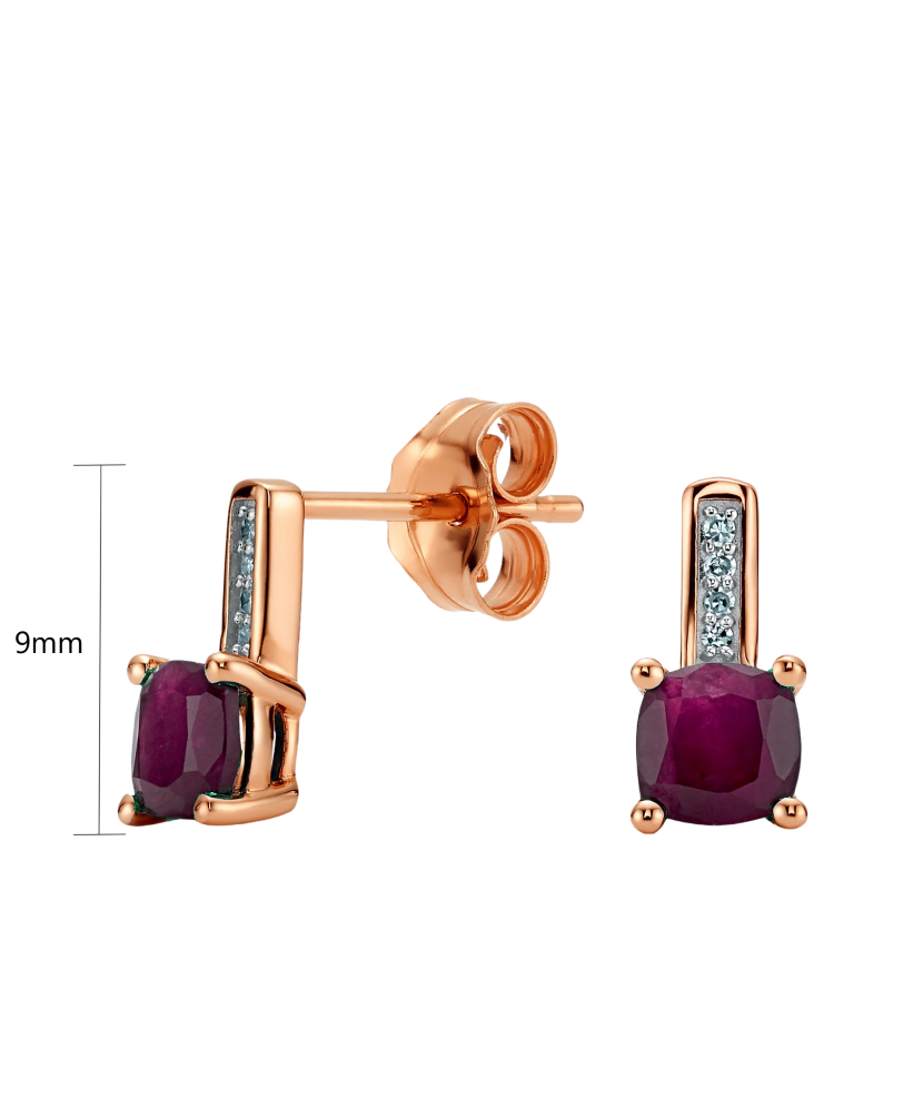 Auksiniai auskarai su rubinais ir briliantais  - Goldinga