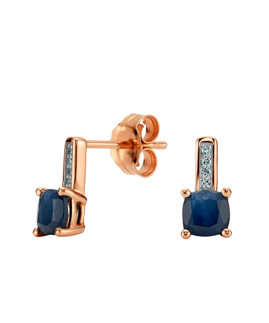 Auksiniai auskarai su safyrais ir deimantais  - Goldinga