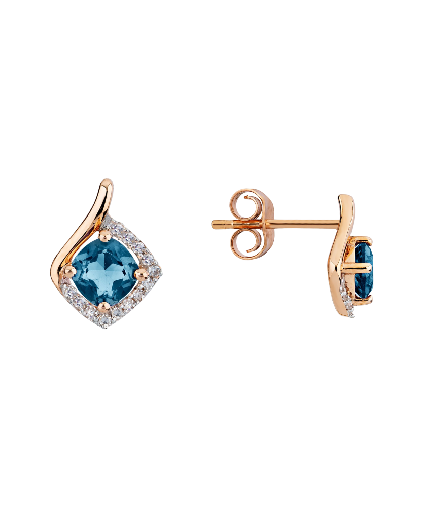 Auksiniai auskarai su London topazais ir briliantais  - Goldinga