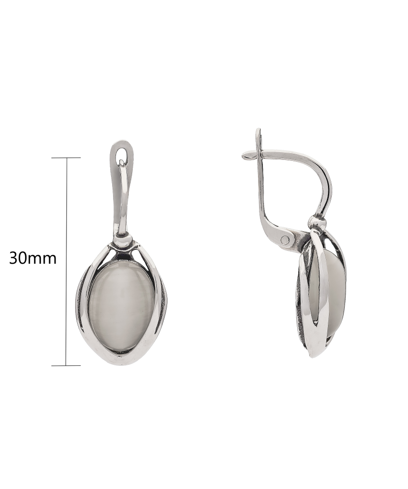 Sidabriniai auskarai su katės akies akmeniu  - Goldinga