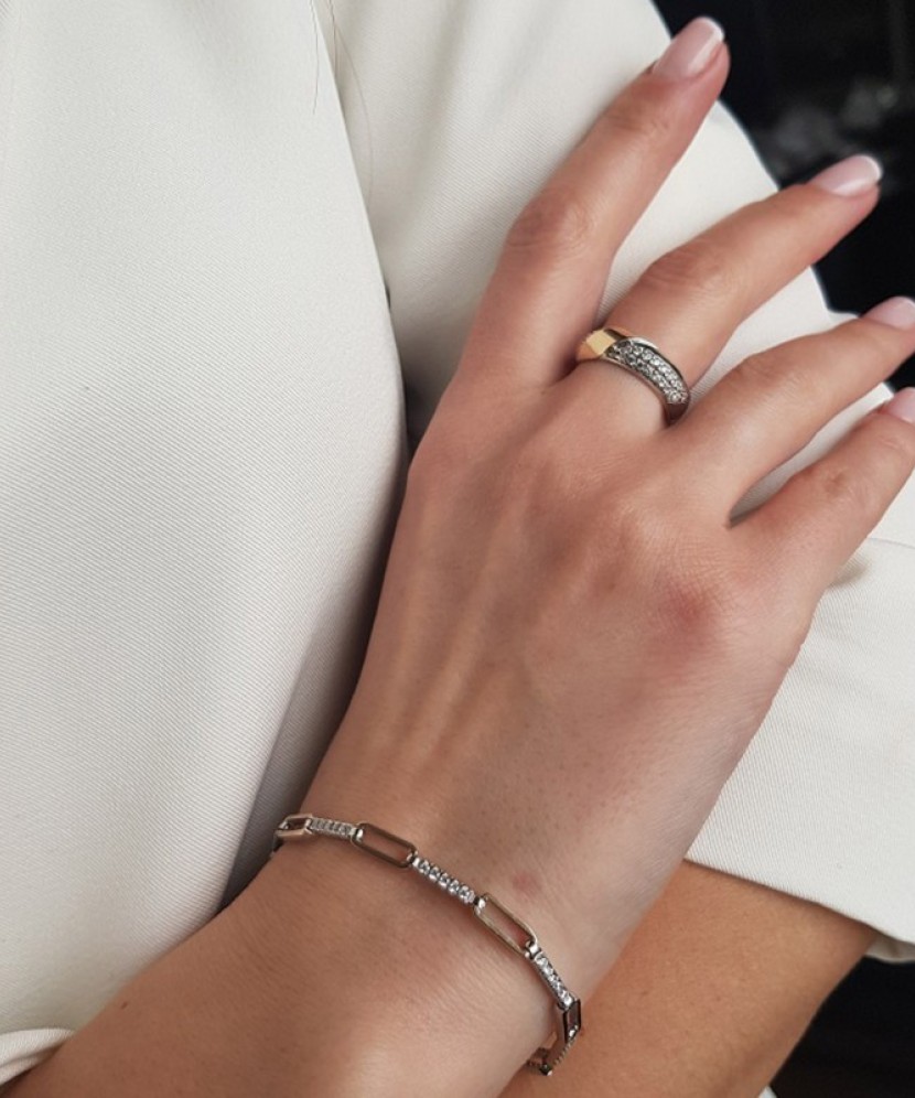 Sidabrinė apyrankė dengta auksu su cirkoniais - Sidabrinės apyrankės - Goldinga