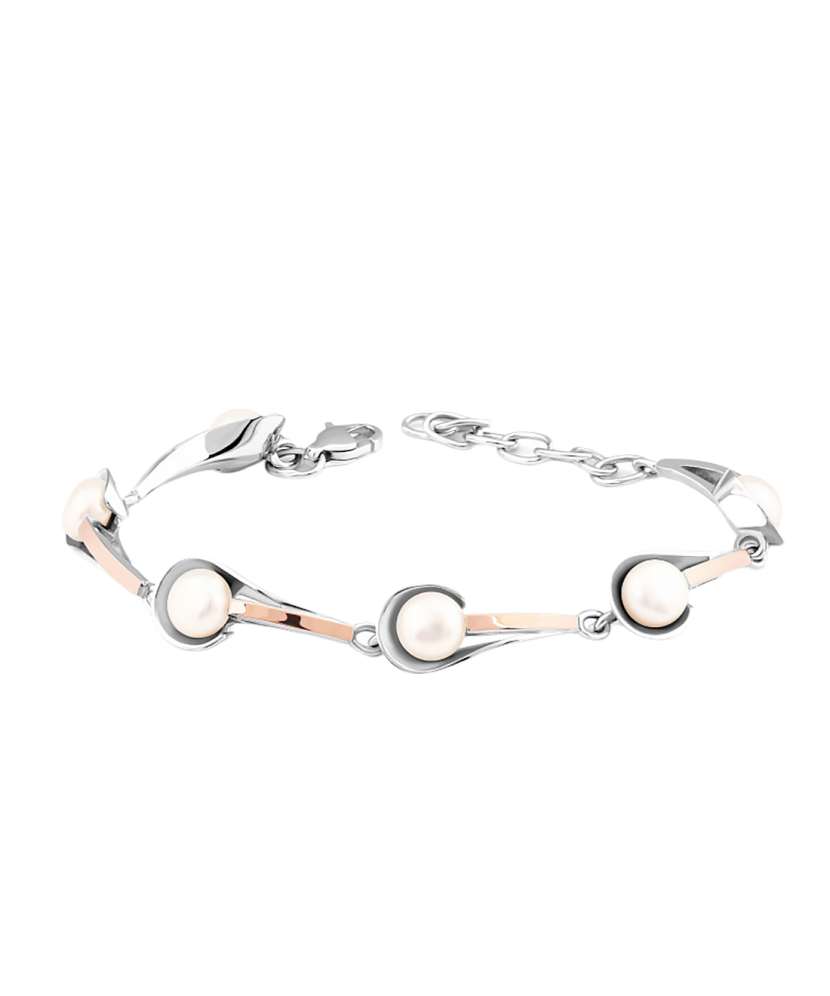 Sidabrinė apyrankė dengta auksu su perlais - Sidabrinės apyrankės - Goldinga