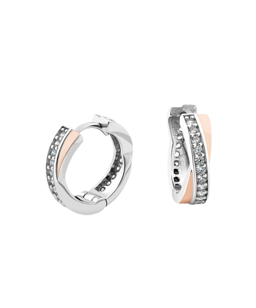 Sidabriniai auskarai dengti auksu su cirkoniais - Sidabriniai auskarai - Goldinga