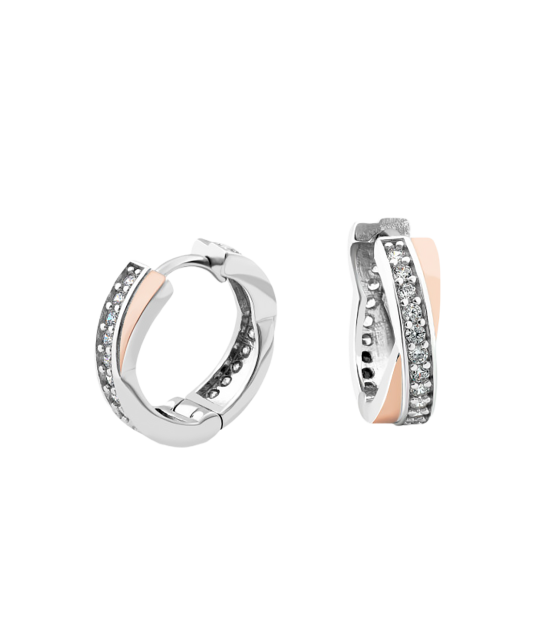 Sidabriniai auskarai dengti auksu su cirkoniais - Sidabriniai auskarai - Goldinga