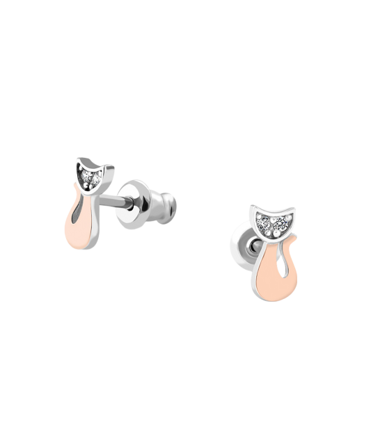 Sidabriniai auskarai dengti auksu su cirkoniais - Sidabriniai auskarai - Goldinga