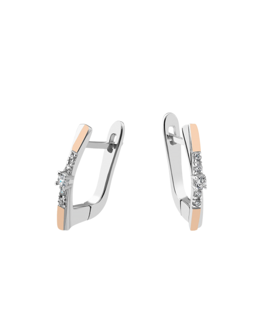 Sidabriniai auskarai dengti auksu su cirkoniais - Sidabriniai auskarai - Goldinga